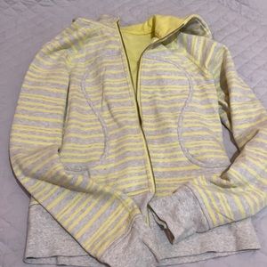 Gray and yellow lululemon scuba hoodie size 8